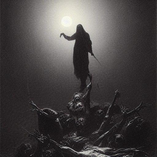 Moonlit Fall: A Dark Engraving