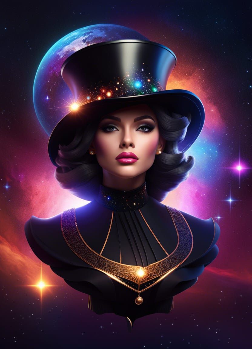 Cosmic Animated Top Hat with Cute Face