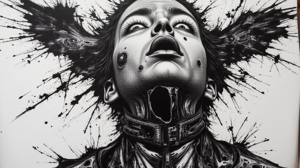 Abstract Portrait as Inkblot Map in Impasto Style