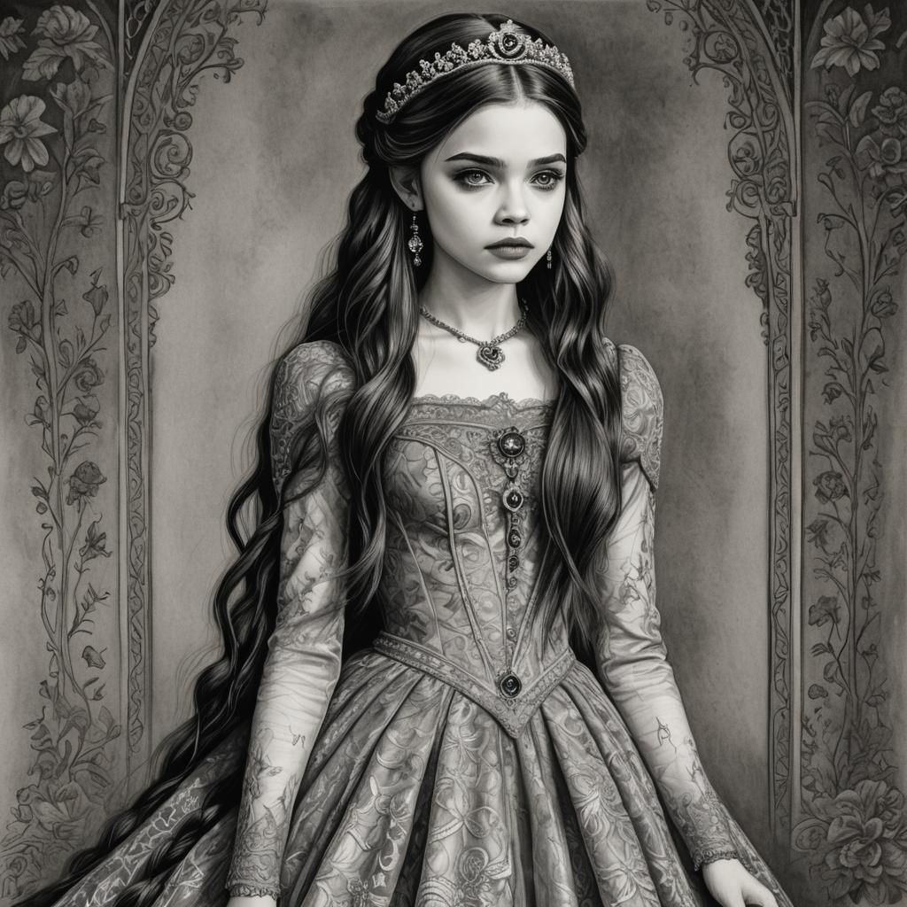 India Eisley as Princess in Charcoal Drawing