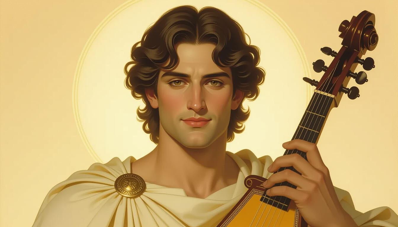 Apollo, God of Light, Serene Portrait in Neoclassical Style
