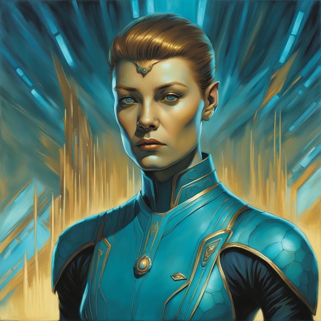 T'Pol Portrait with Ethereal Lighting, Digital Art