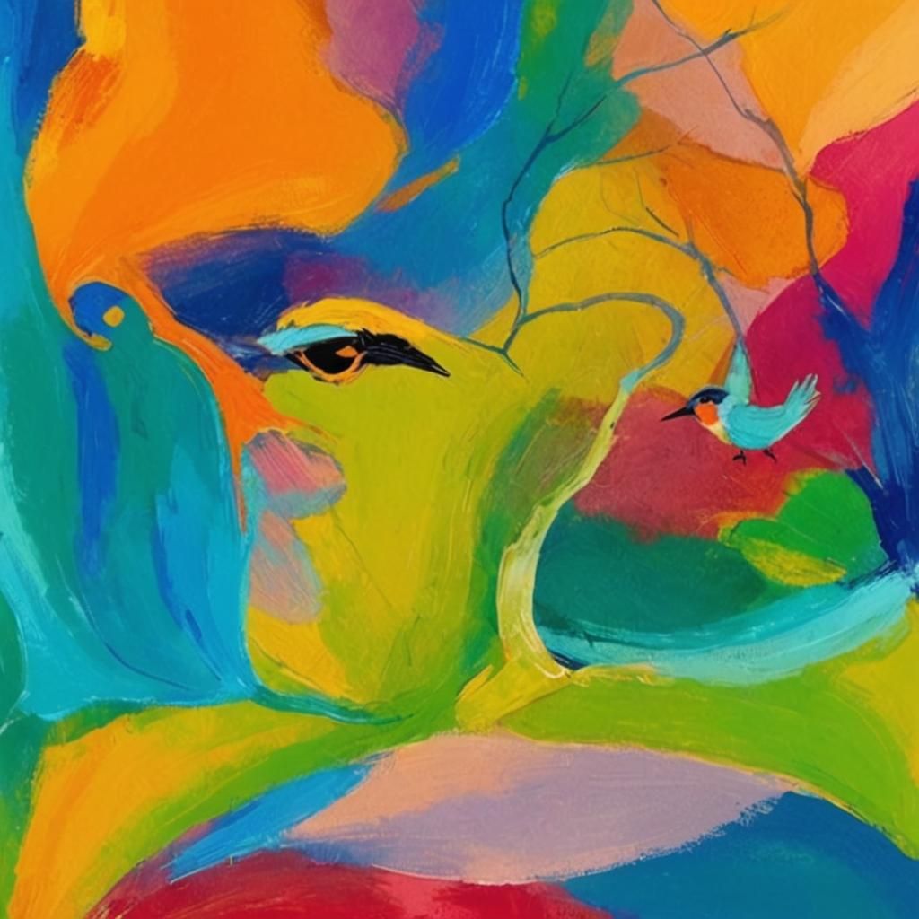 Birds Counting in a Sunny Tree: Whimsical Illustration