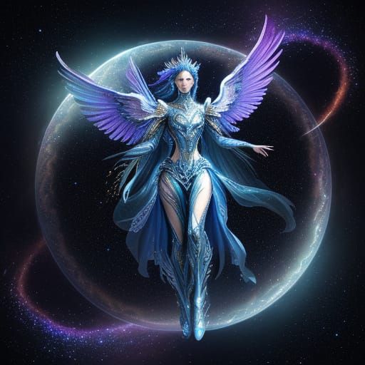 Majestic Angelic Being in Hyperrealistic Sci-Fi Concept Art
