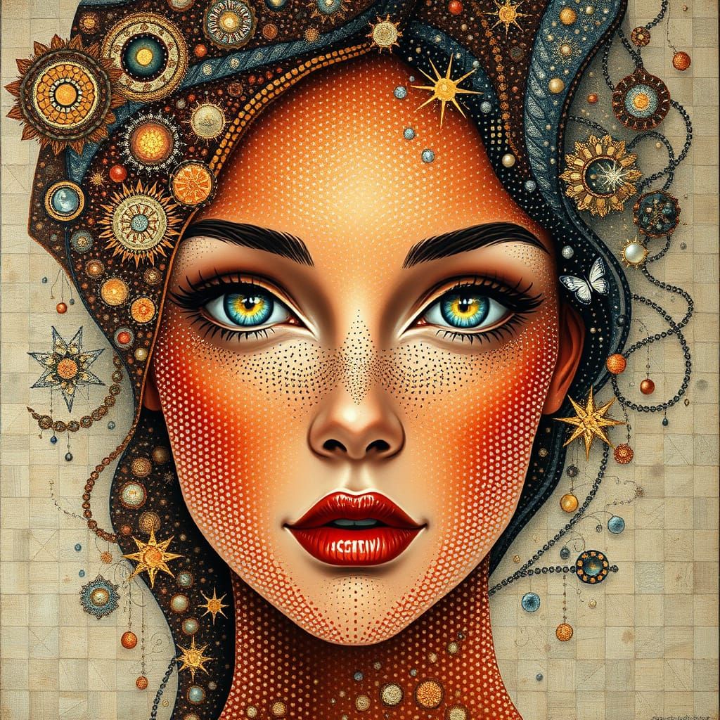 Surreal Starlight Portrait with Faberge Face