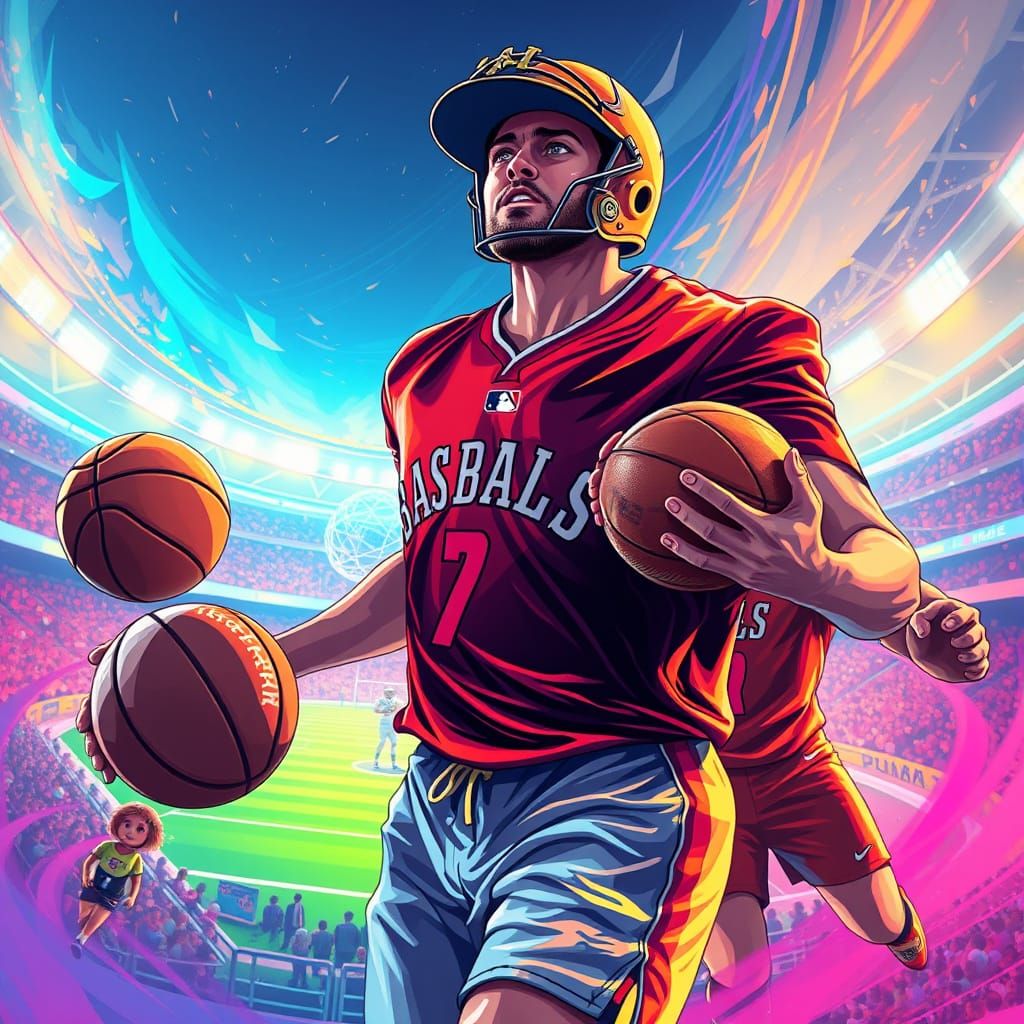 Multisport Athlete in Neon Stadium