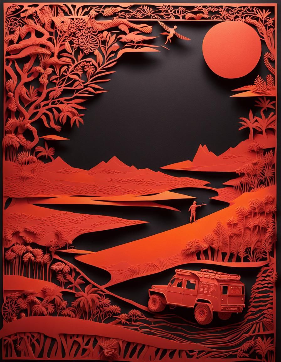 Dakar Rally: Intricate Paper Cutout Art