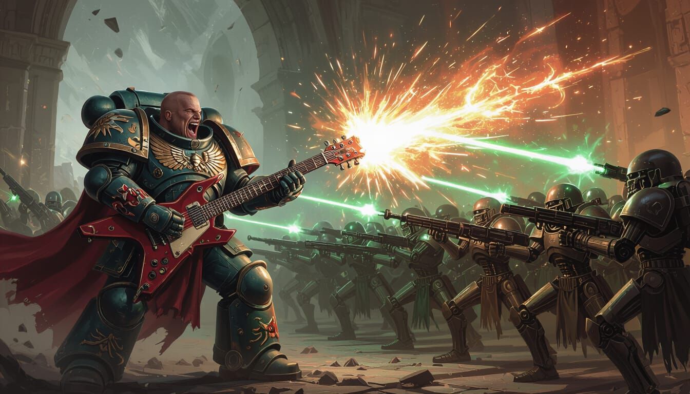 Chaos Space Marine Unleashes Sonic Attack on Necrons