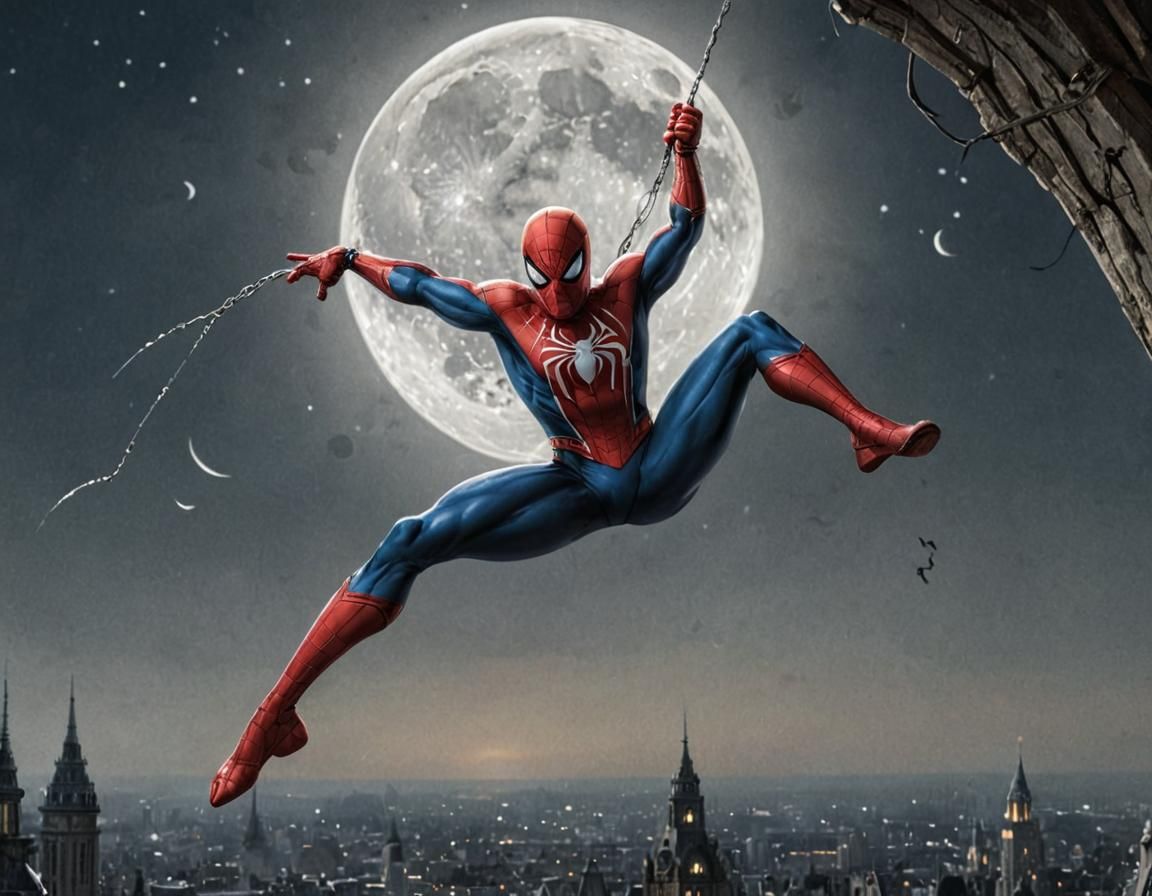 Spider-Man Swings: Luis Royo Inspired Illustration