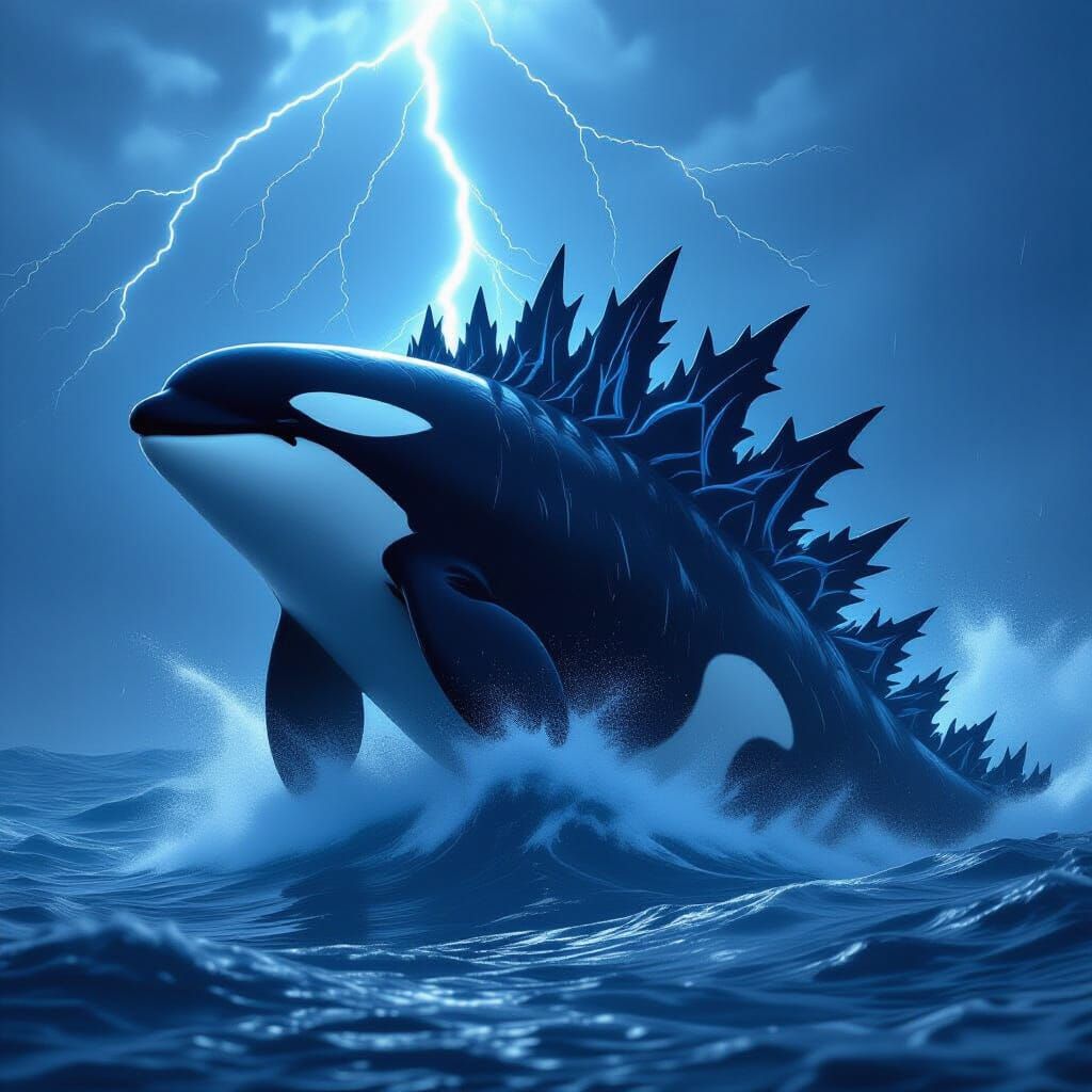 Godzilla Orca Hybrid Emerges From Stormy Sea