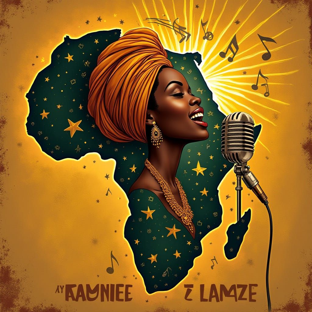 African Woman Singing in Golden Light