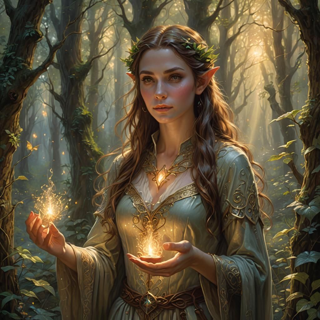 An elven light/healing wizard.