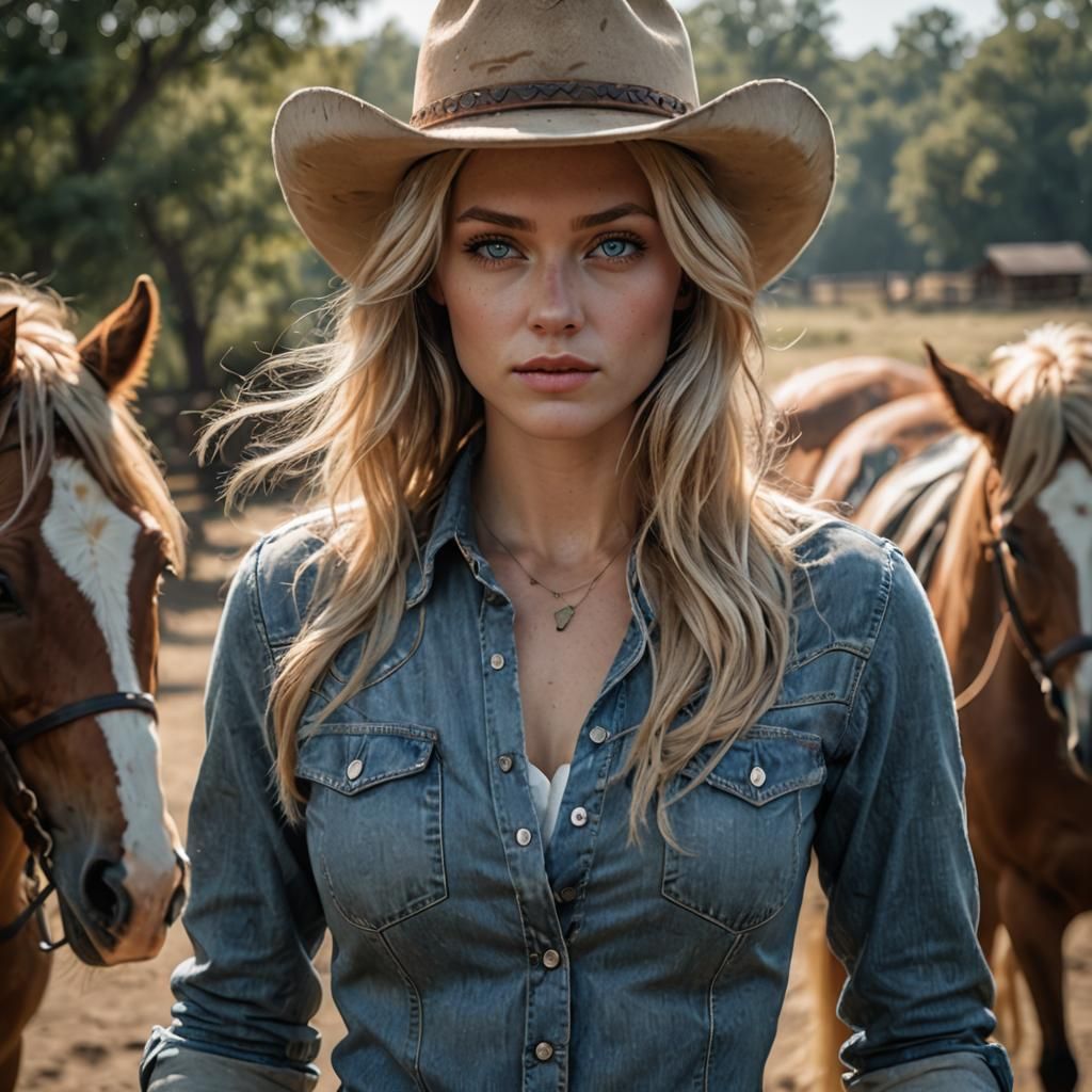 Photorealistic Cowgirl Portrait in Ultra High Resolution