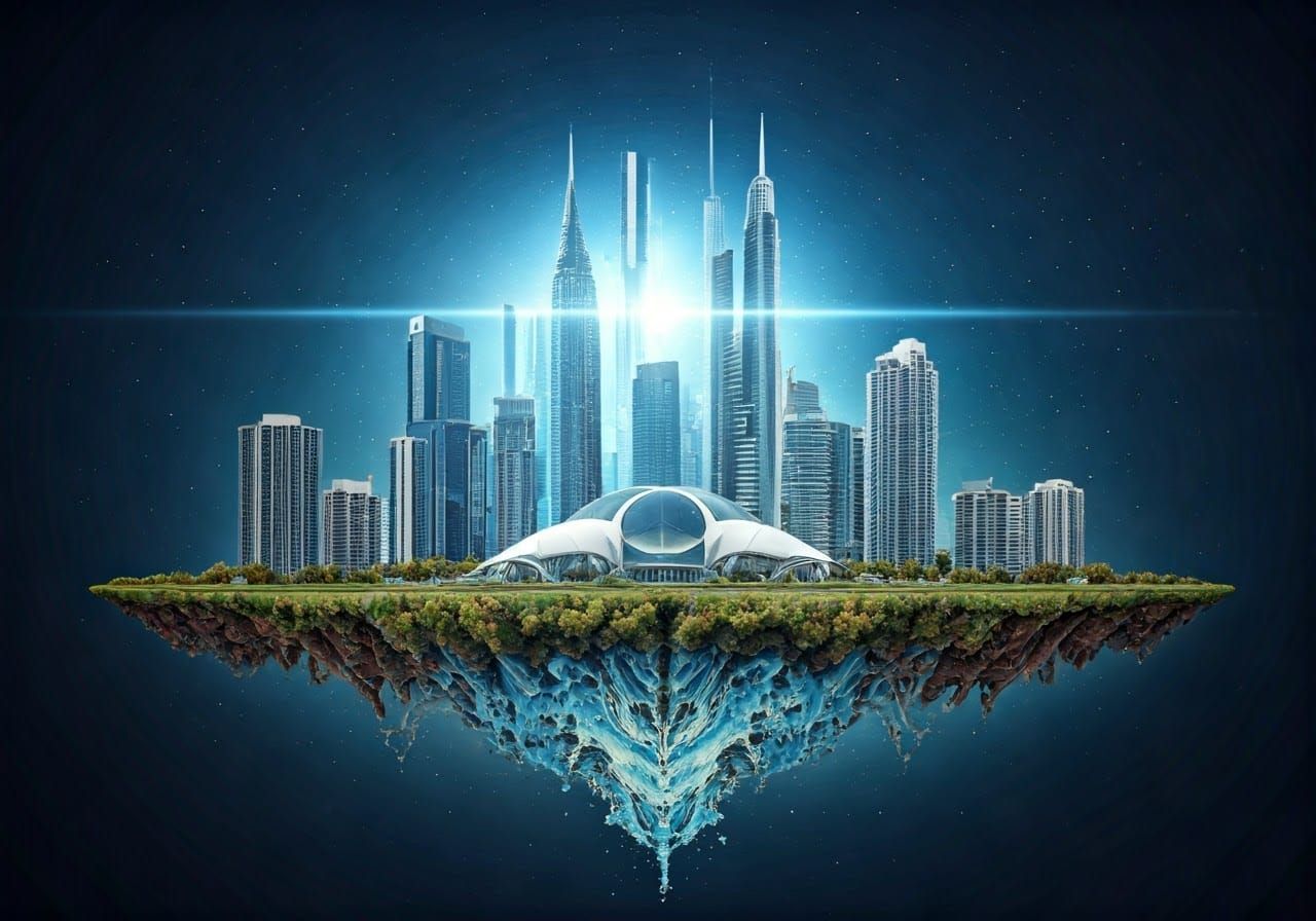 Cosmic Space City Integrated with Nature