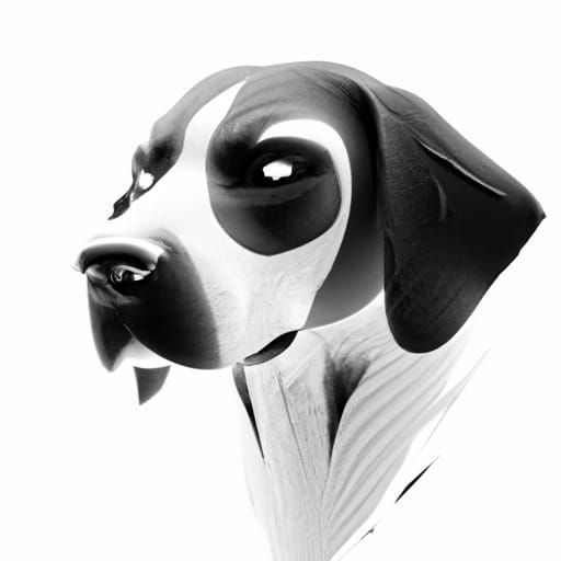 Detailed Black and White Foxhound Portrait