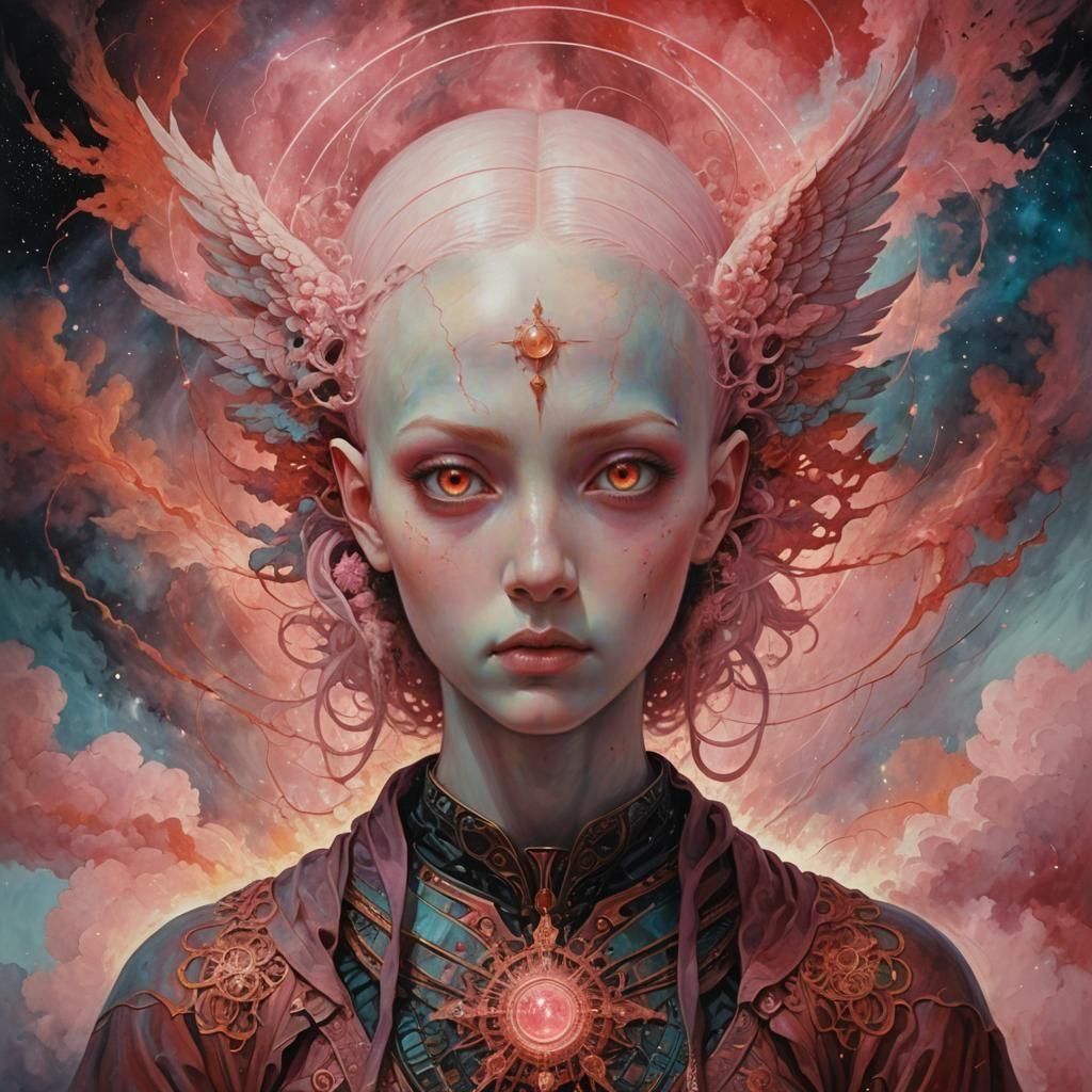 Angelic Androgyne in Abstract Style