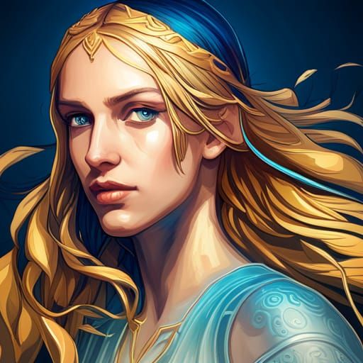 Ornate Gold and Blue Cross Portrait