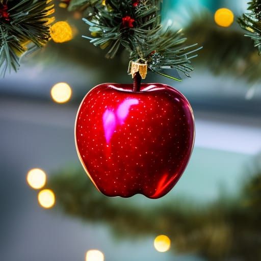 Festive Apple Christmas Ornament in Natural Light