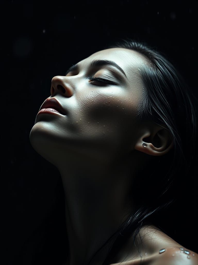 Woman in Monochrome Tranquility