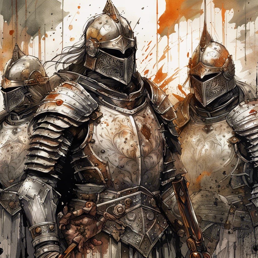 Gothic Roman Legionnaires in Field of Roses