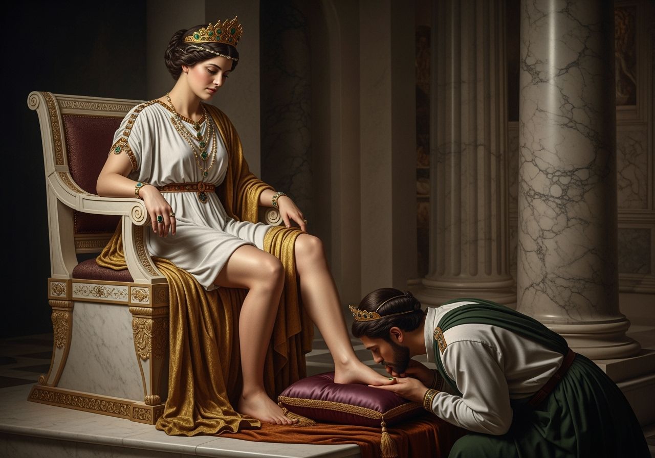 Greek Goddess on Lavish Throne as Baroque Painting