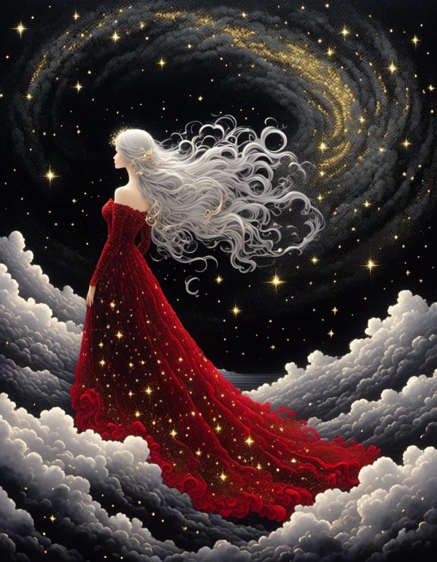 Galactic Storm: Art Deco Woman in Filigree