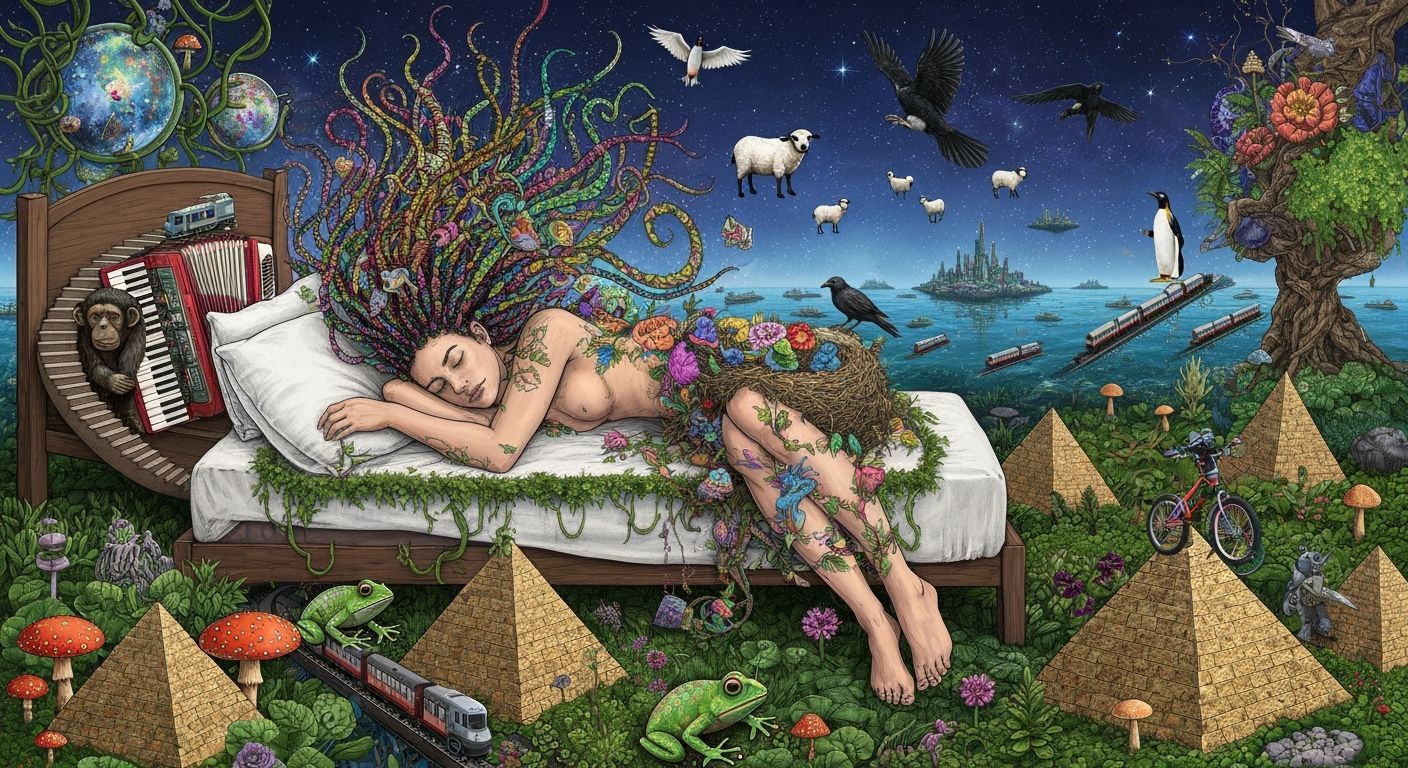 Surreal Dreamscape: Person Asleep with Aura