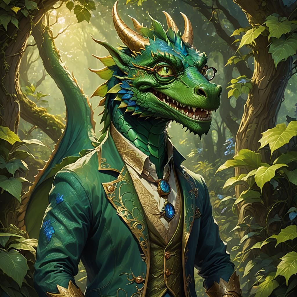 Friendly Dragon Portrait in Fantasy Art Style