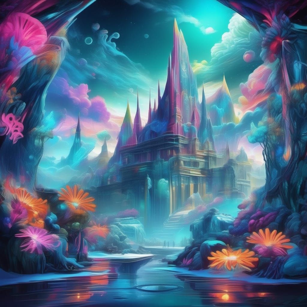 Ancient Frozen City Portal in Winter Storm Matte Painting