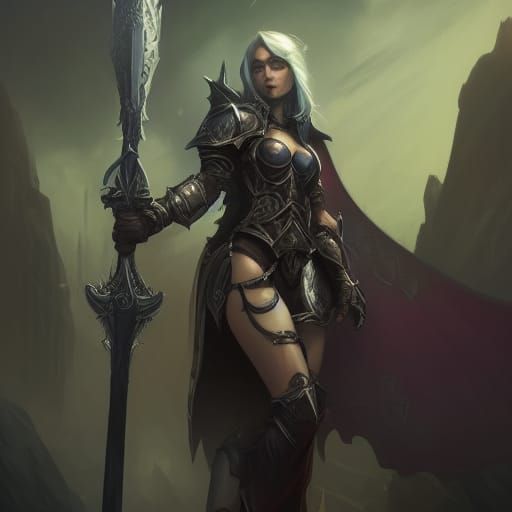 Female Death Knight Portrait in Hyperdetailed Style