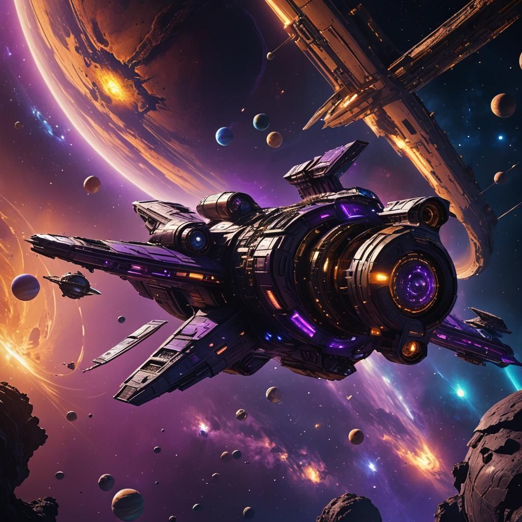 Spaceship in Deep Space: Cinematic Matte Painting