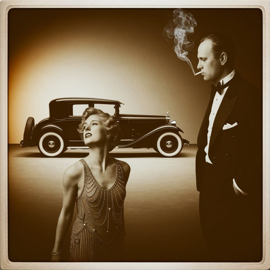 Vintage Photograph of a Dramatic 1920s Scene