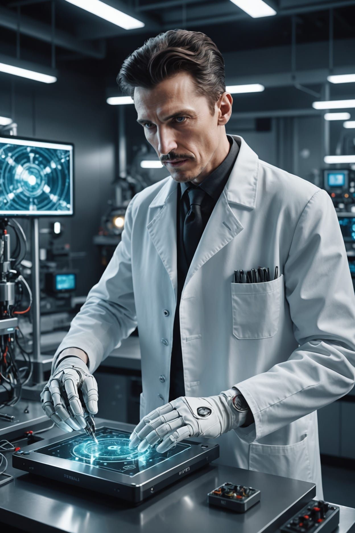 Nikola Tesla creating the next era of AI robotics