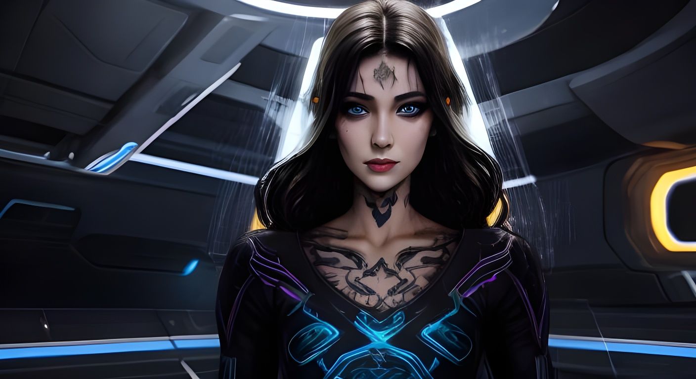 Tron Girl in Spaceship with Vampire Makeup