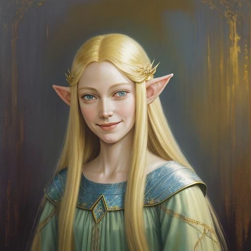 Galadriel Portrait in Oil Painting Style
