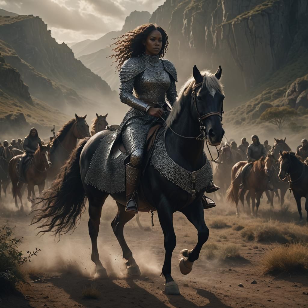 Epic Black Woman Knight on Horseback