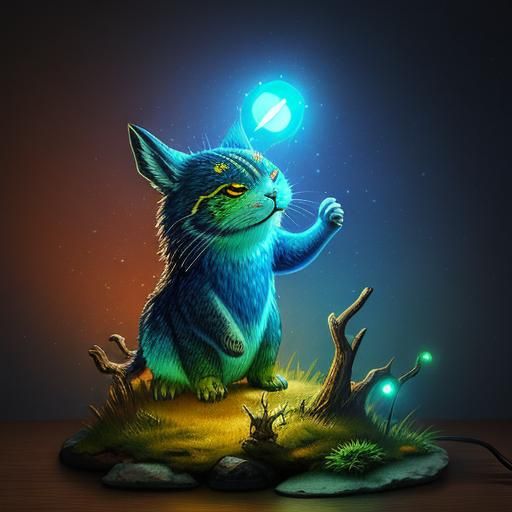 Cute Animal in Fantasy Lights, Realistic Rendering