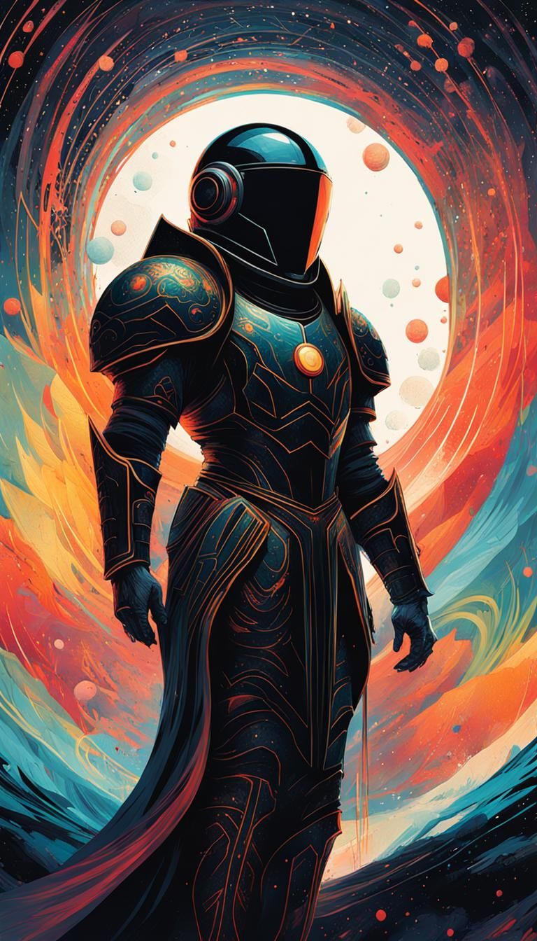 Galaxy Knight with Rainbow Armor and Lava Outlines
