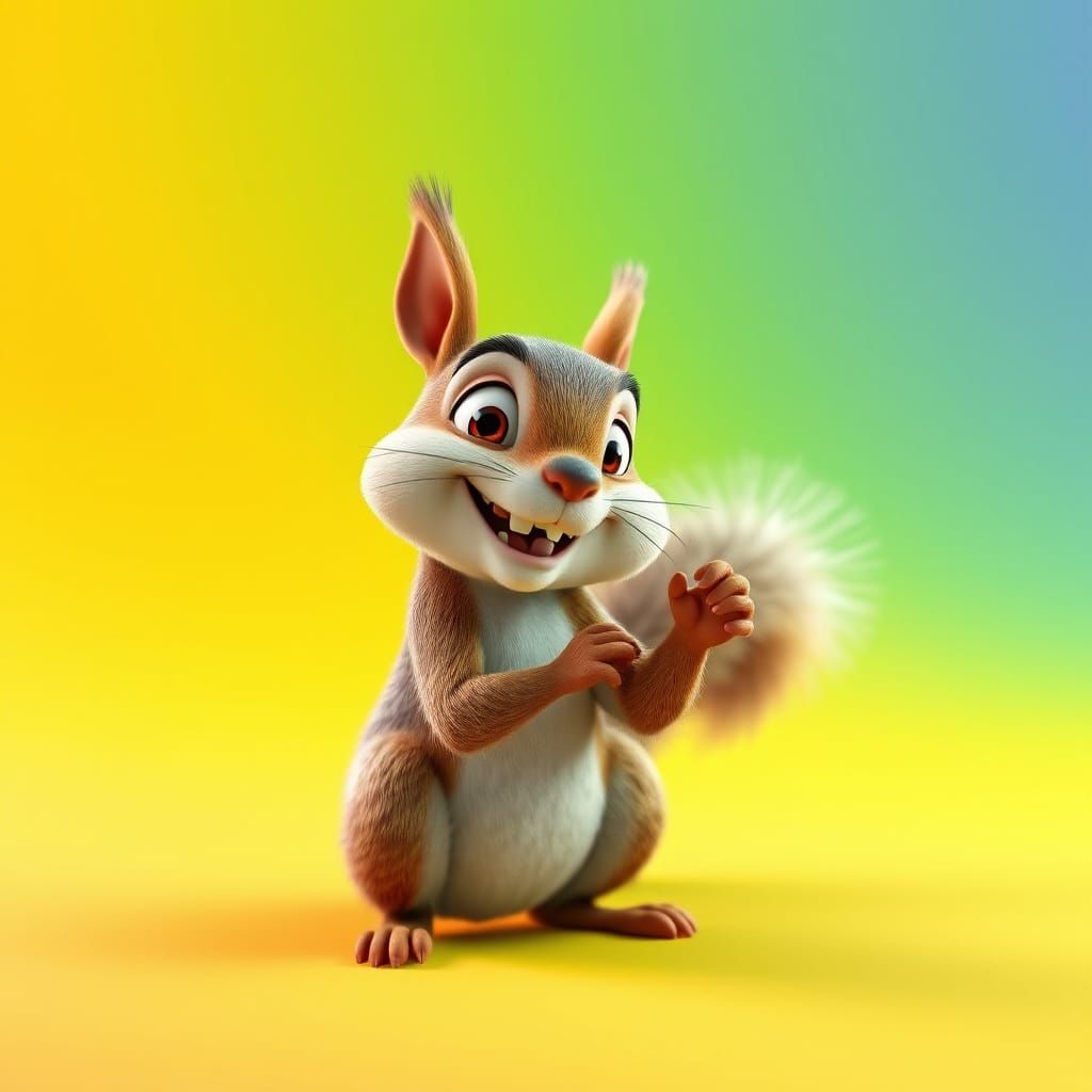 Mischievous Squirrel Preparing a Prank in 3D Style