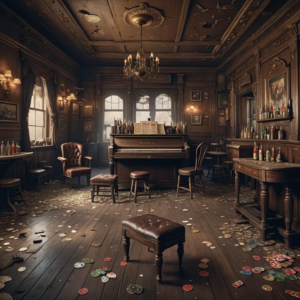 Abandoned Saloon Interior as Digital Matte Painting
