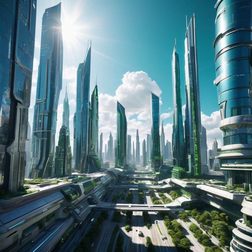Futuristic Galactic Capital City: Skyscrapers and Sunshine
