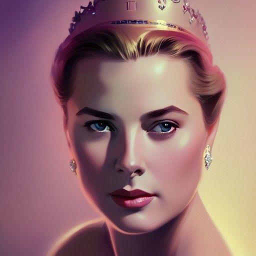 Princess Grace Kelly Portrait in Art Nouveau Style
