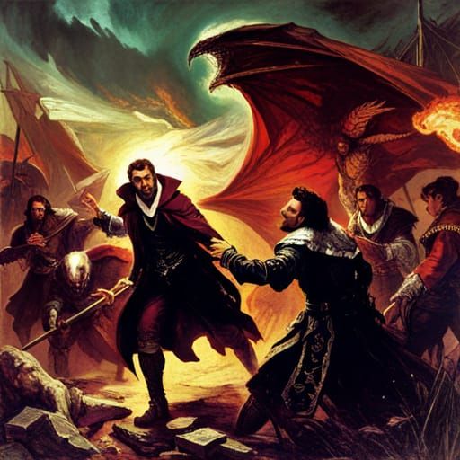 Vampire Lord Protects Friends: Sci-Fi Fantasy Art