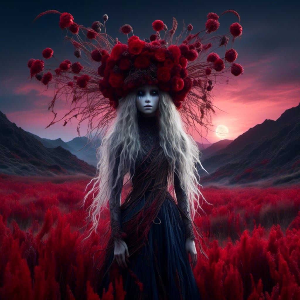 Ethereal Harvest Witch in Mystical Surrealism Style