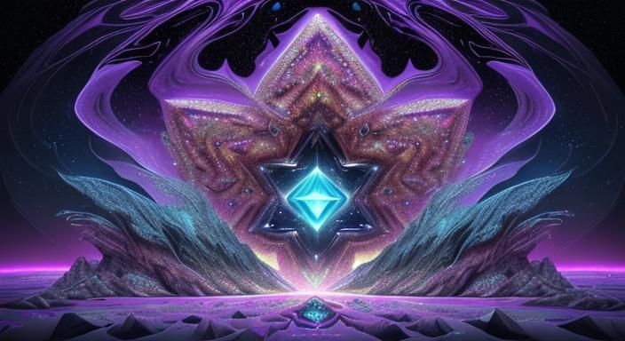 Vivid Alien Diamond Mine: Holographic Cosmic Illustration