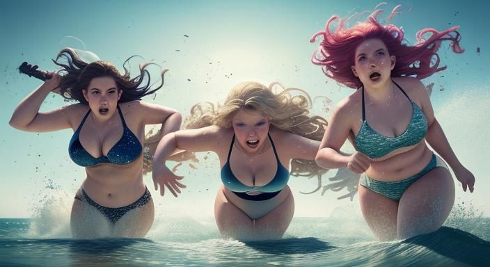 Hyperrealistic Obese Women Rolling in Flour