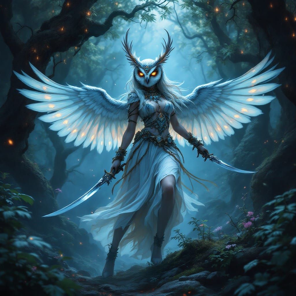 Ethereal Owl Assassin in Mystical Forest