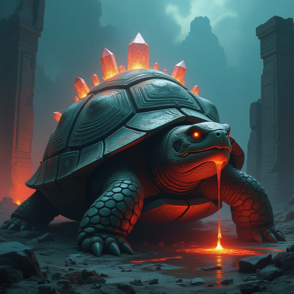 Mystical Crystal Turtle in Hyperrealistic Style