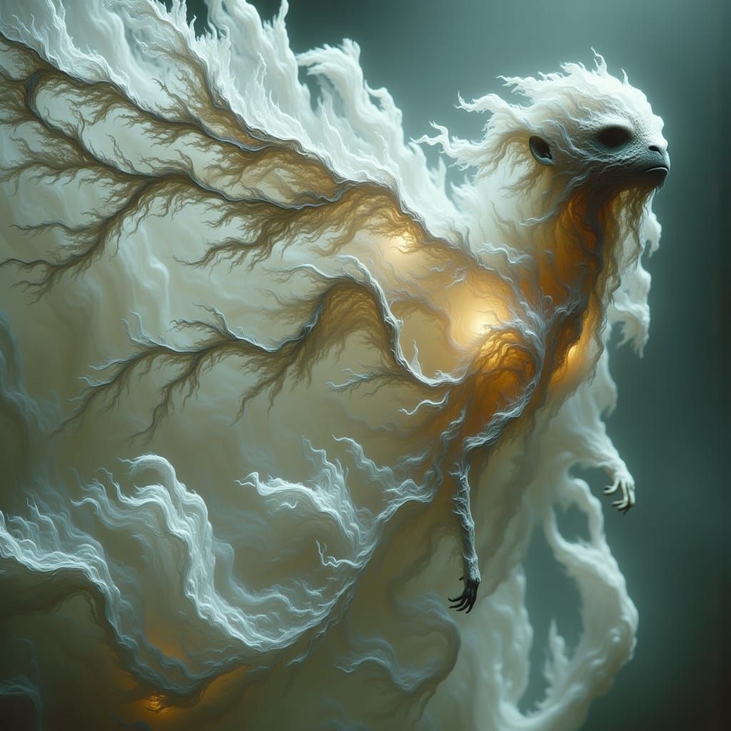 Ethereal, Iridescent Creature in Diaphanous Veil