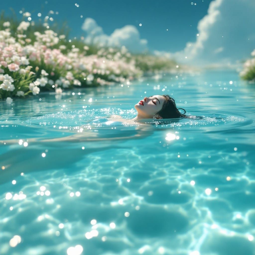 Serenity on a Teal Riverbank in a Dreamy Stormy Skies